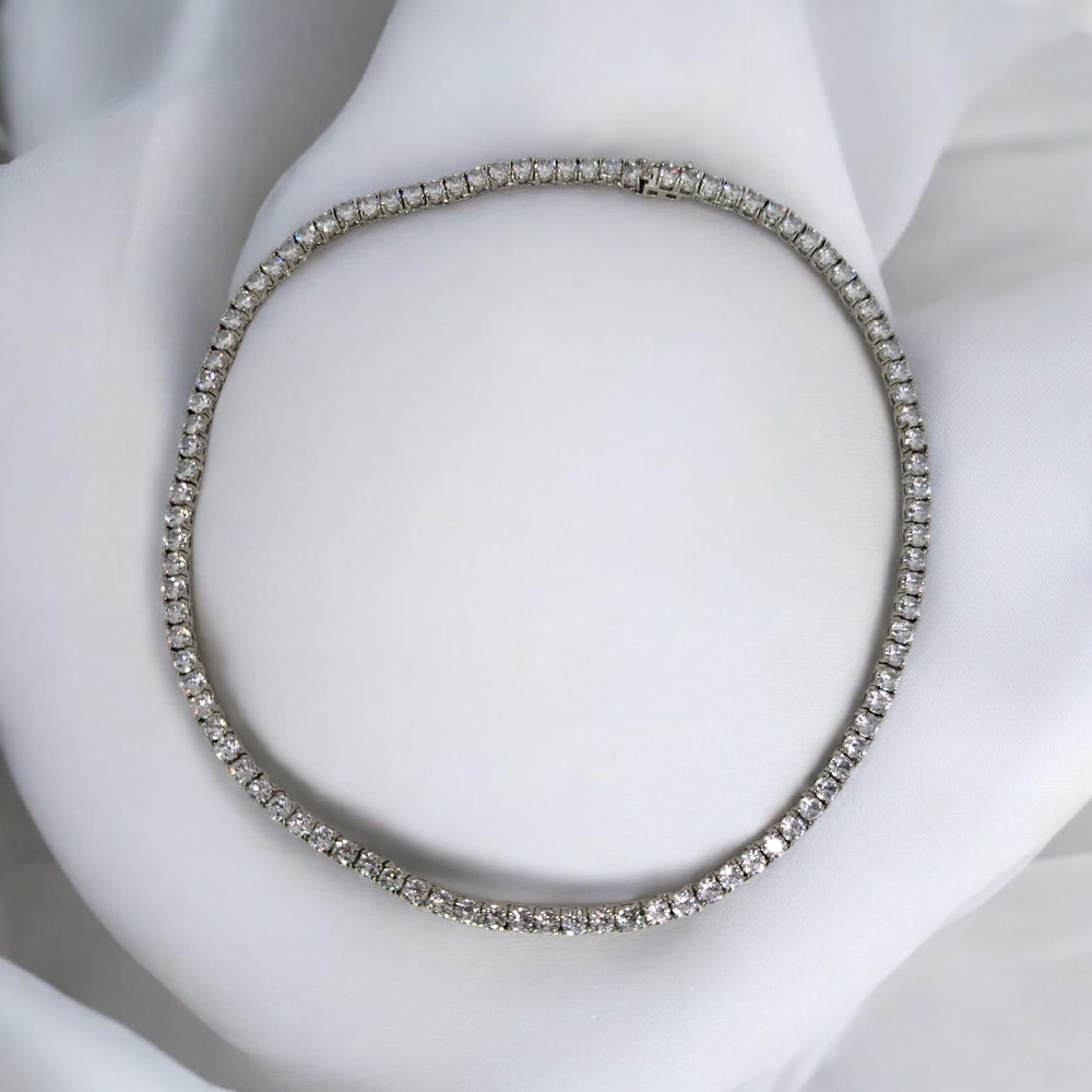 Classic Crystal Tennis Necklace in Silver